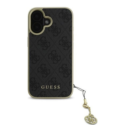 Husa pentru Apple iPhone 16, Guess, 4G Charm, Neagra
