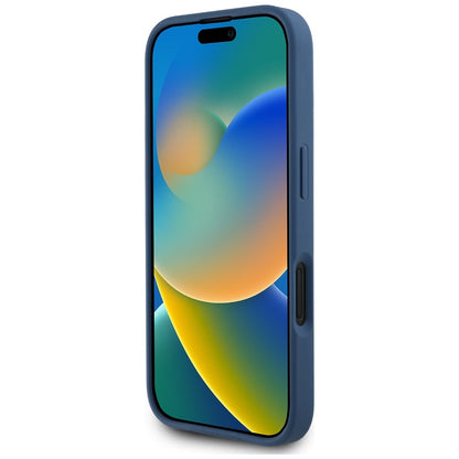 Husa pentru Apple iPhone 16, Guess, 4G Grained Roses Big Logo, Albastra