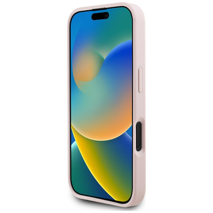 Husa pentru Apple iPhone 16, Guess, 4G Grained Roses Big Logo, Roz