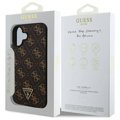Husa pentru Apple iPhone 16, Guess, 4G Triangle Logo, Neagra