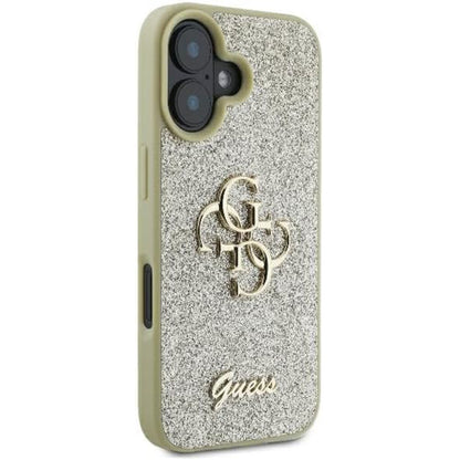 Husa pentru Apple iPhone 16, Guess, Fixed Glitter Big 4G, Aurie