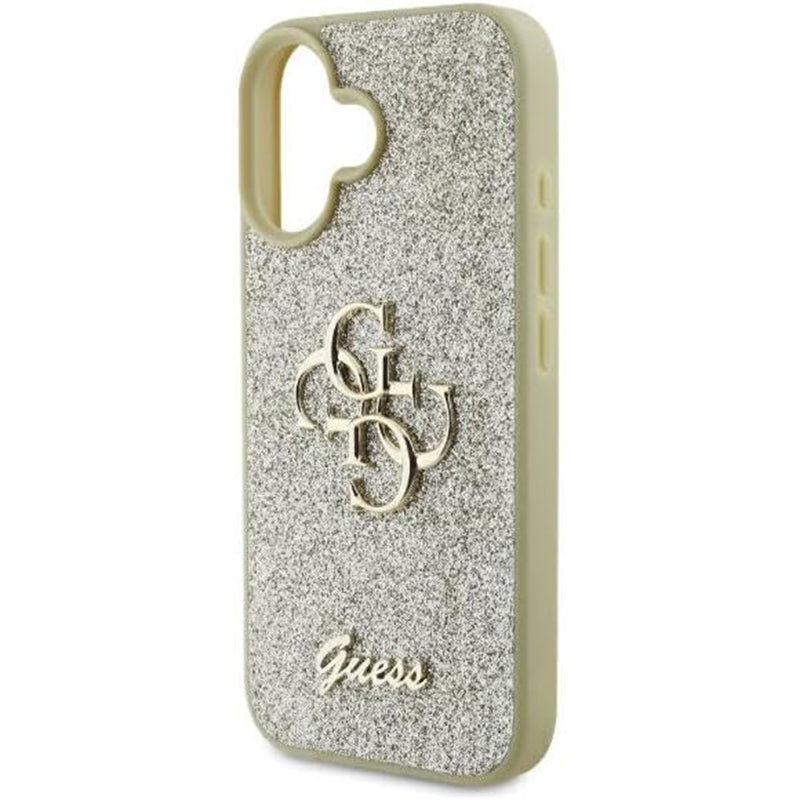 Husa pentru Apple iPhone 16, Guess, Fixed Glitter Big 4G, Aurie
