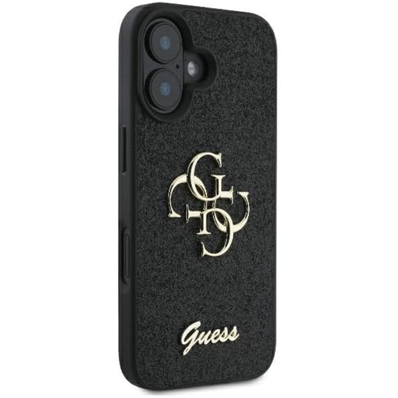 Husa pentru Apple iPhone 16, Guess, Fixed Glitter Big 4G, Neagra