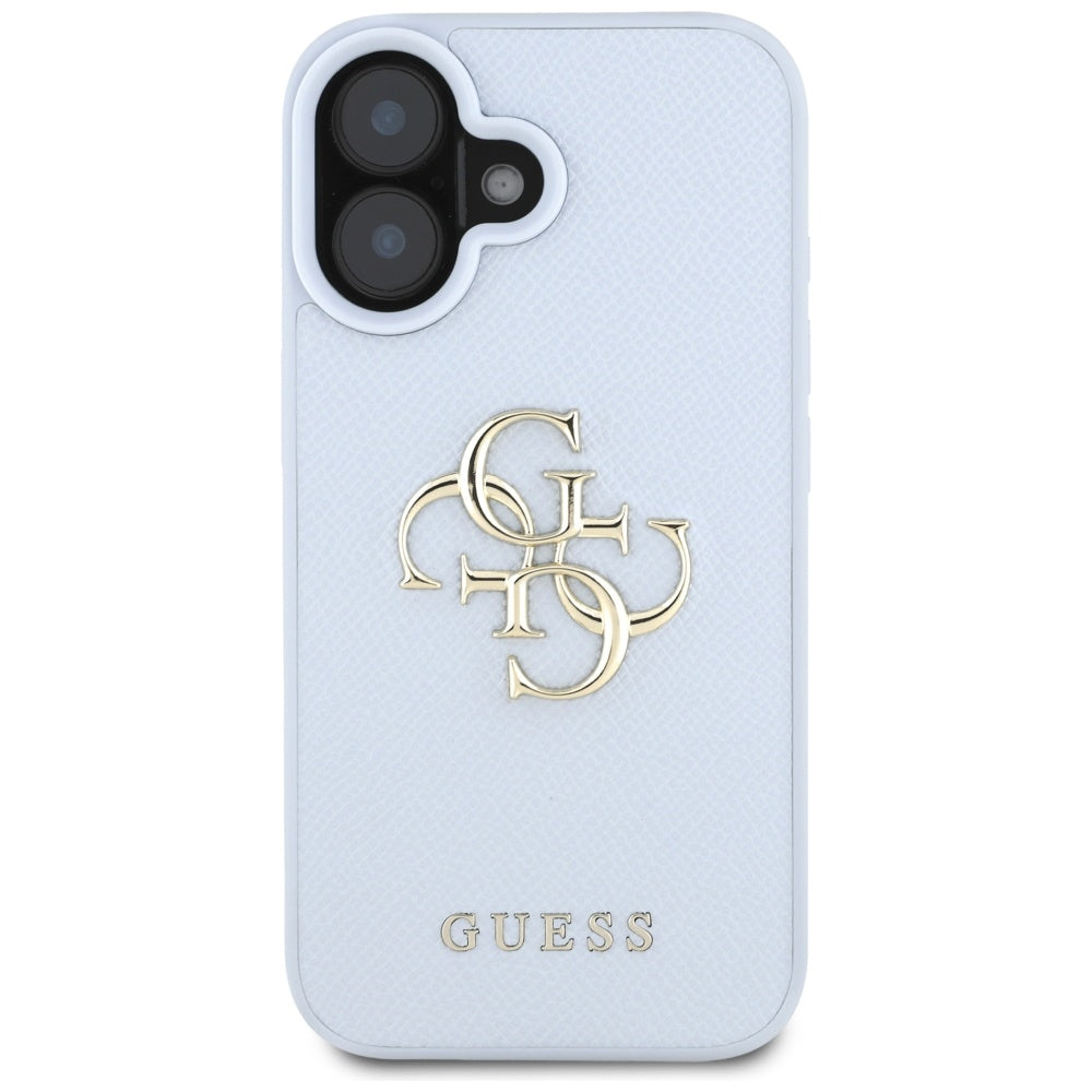 Husa pentru Apple iPhone 16, Guess, Grained Big 4G Logo Small Classic Logo, Albastra