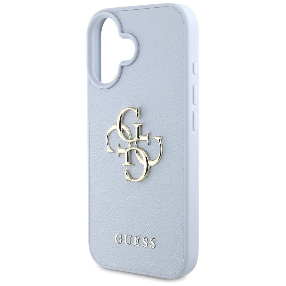 Husa pentru Apple iPhone 16, Guess, Grained Big 4G Logo Small Classic Logo, Albastra