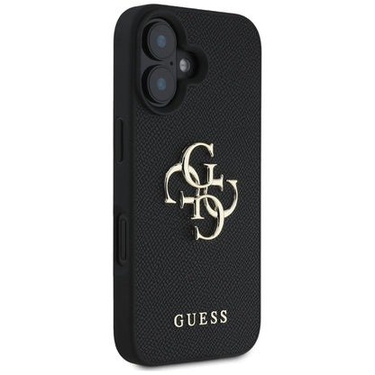 Husa pentru Apple iPhone 16, Guess, Grained Big 4G Logo Small Classic Logo, Neagra