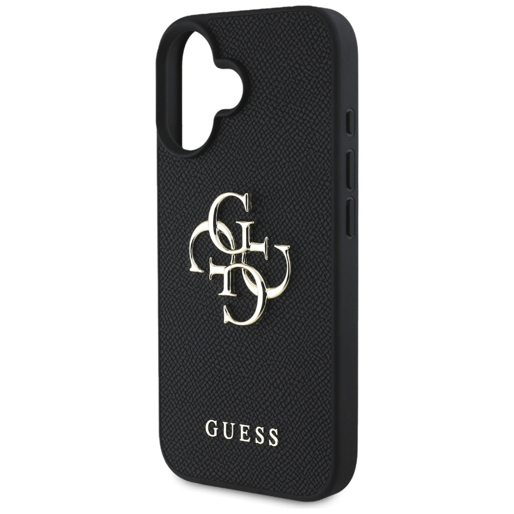 Husa pentru Apple iPhone 16, Guess, Grained Big 4G Logo Small Classic Logo, Neagra