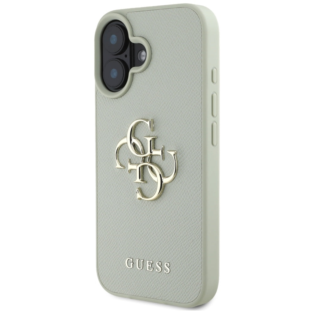 Husa pentru Apple iPhone 16, Guess, Grained Big 4G Logo Small Classic Logo, Verde