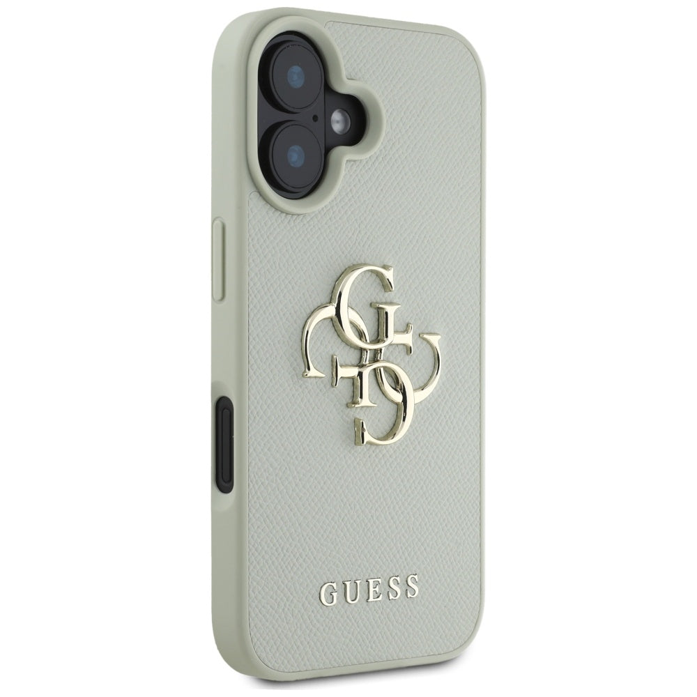 Husa pentru Apple iPhone 16, Guess, Grained Big 4G Logo Small Classic Logo, Verde