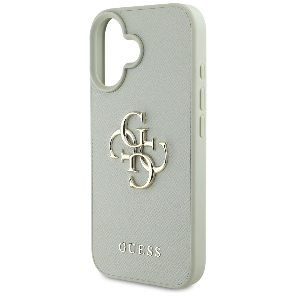 Husa pentru Apple iPhone 16, Guess, Grained Big 4G Logo Small Classic Logo, Verde