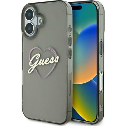Husa pentru Apple iPhone 16, Guess, IML Heart, Neagra