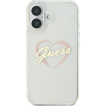 Husa pentru Apple iPhone 16, Guess, IML Heart, Transparenta