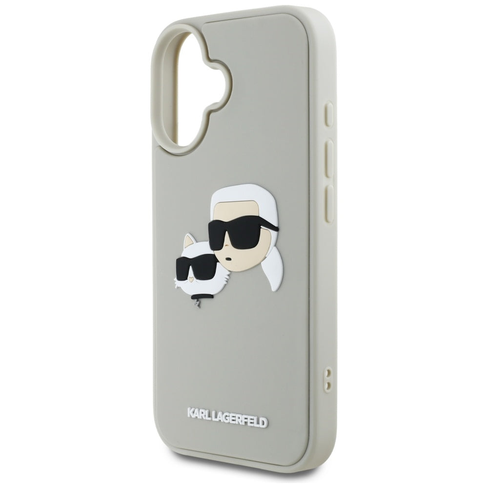Husa pentru Apple iPhone 16, Karl Lagerfeld, 3D Rubber Karl & Choupette, Bej