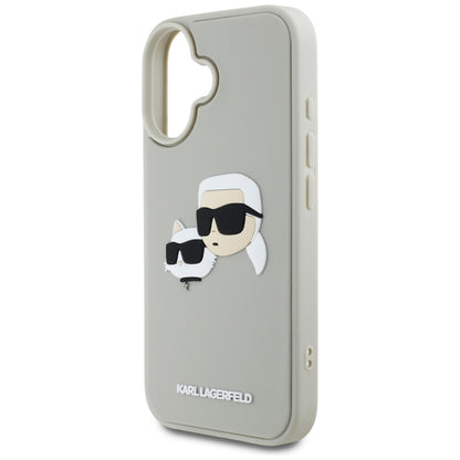 Husa pentru Apple iPhone 16, Karl Lagerfeld, 3D Rubber Karl & Choupette, Bej