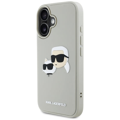 Husa pentru Apple iPhone 16, Karl Lagerfeld, 3D Rubber Karl & Choupette, Bej