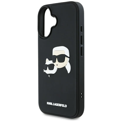 Husa pentru Apple iPhone 16, Karl Lagerfeld, 3D Rubber Karl & Choupette, Neagra