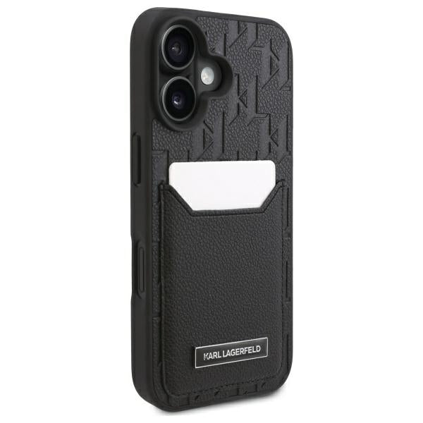 Husa pentru Apple iPhone 16, Karl Lagerfeld, Cardslots Monogram, Neagra