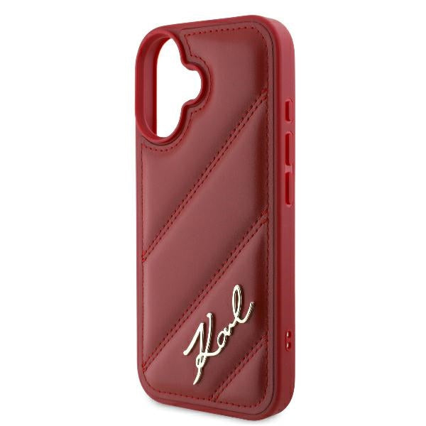 Husa pentru Apple iPhone 16, Karl Lagerfeld, Diagonal Quilted Script, Rosie