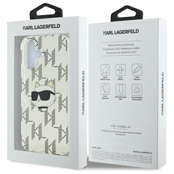 Husa pentru Apple iPhone 16, Karl Lagerfeld, IML Luxury Electroplated Choupette's Head, Transparenta