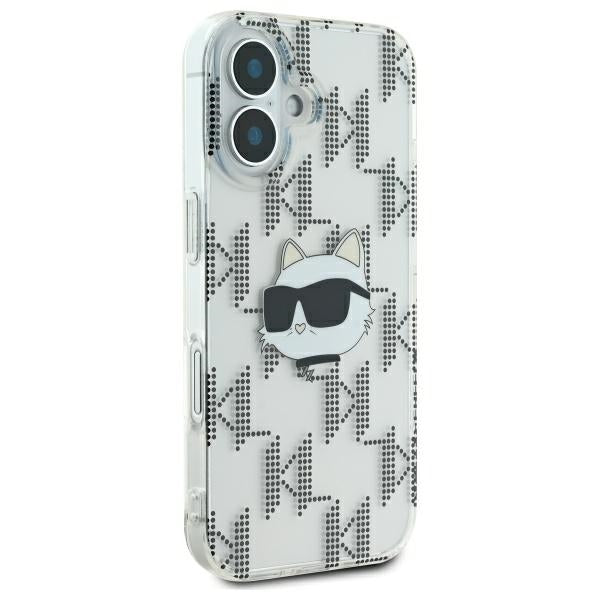 Husa pentru Apple iPhone 16, Karl Lagerfeld, IML Luxury Electroplated Choupette's Head, Transparenta