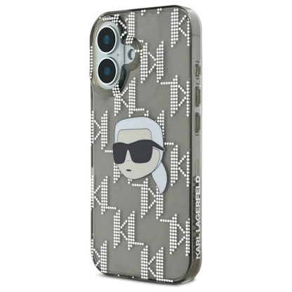 Husa pentru Apple iPhone 16, Karl Lagerfeld, IML Luxury Electroplated Karl's Head, Neagra