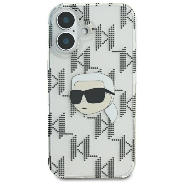 Husa pentru Apple iPhone 16, Karl Lagerfeld, IML Luxury Electroplated Karl's Head, Transparenta