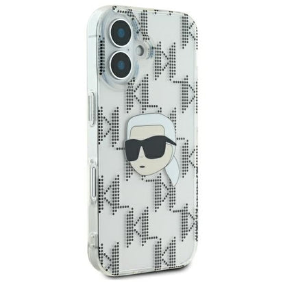 Husa pentru Apple iPhone 16, Karl Lagerfeld, IML Luxury Electroplated Karl's Head, Transparenta