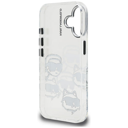 Husa pentru Apple iPhone 16, Karl Lagerfeld, IML Luxury Multi Head Pattern, Transparenta