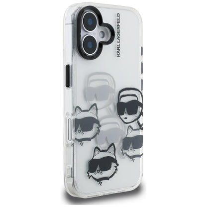 Husa pentru Apple iPhone 16, Karl Lagerfeld, IML Luxury Multi Head Pattern, Transparenta