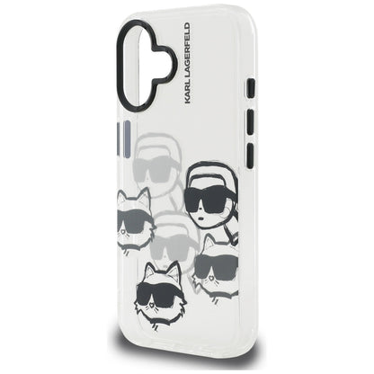 Husa pentru Apple iPhone 16, Karl Lagerfeld, IML Luxury Multi Head Pattern, Transparenta