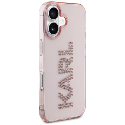 Husa pentru Apple iPhone 16, Karl Lagerfeld, IML Rhinestones Pink Logo, Roz