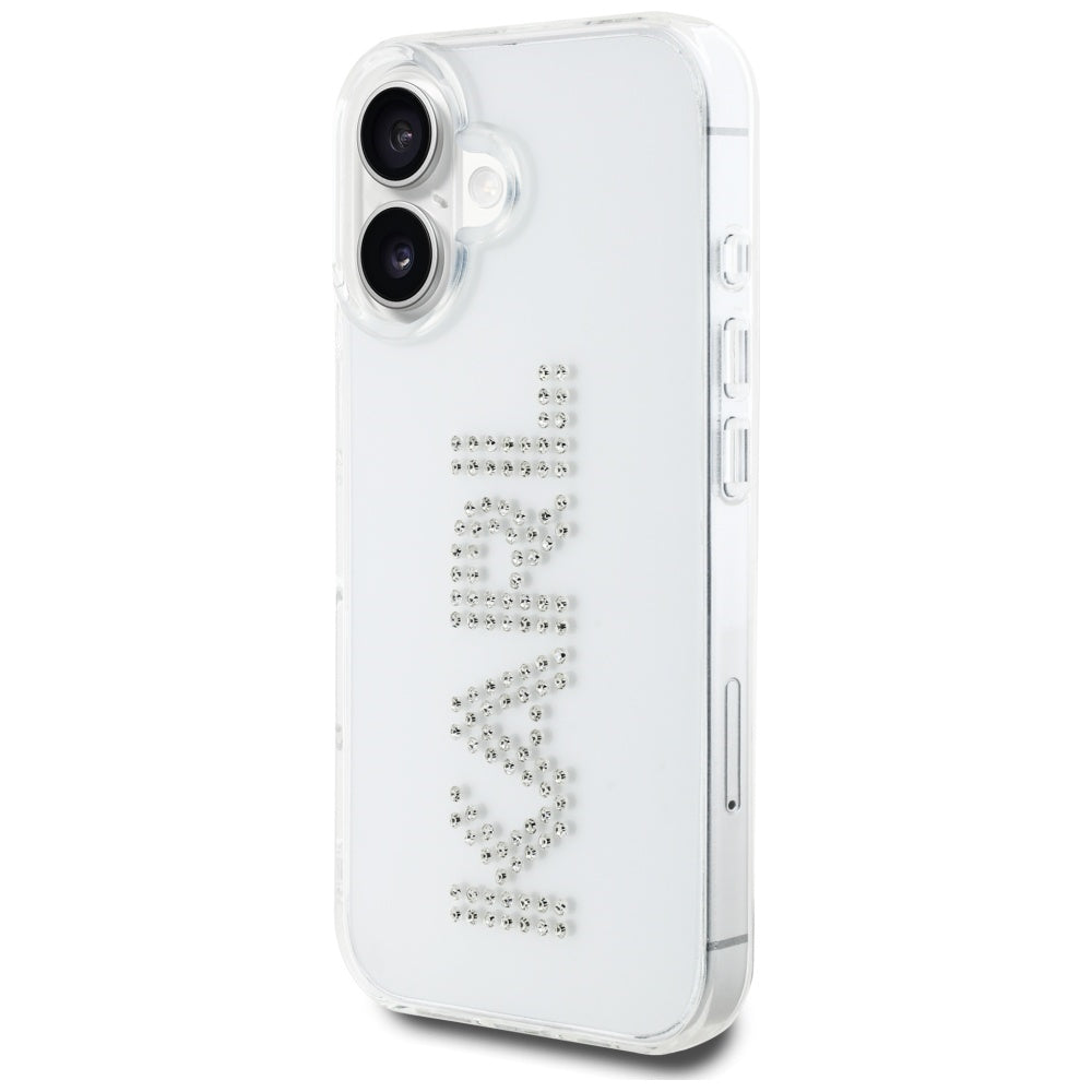 Husa pentru Apple iPhone 16, Karl Lagerfeld, IML Rhinestones Transparent Logo, Transparenta