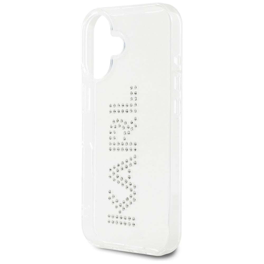 Husa pentru Apple iPhone 16, Karl Lagerfeld, IML Rhinestones Transparent Logo, Transparenta