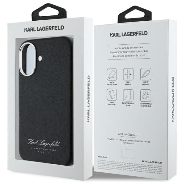Husa pentru Apple iPhone 16, Karl Lagerfeld, RSG, Neagra