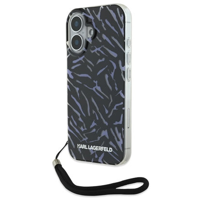 Husa pentru Apple iPhone 16, Karl Lagerfeld, Zebra with Cord Strap, Mov