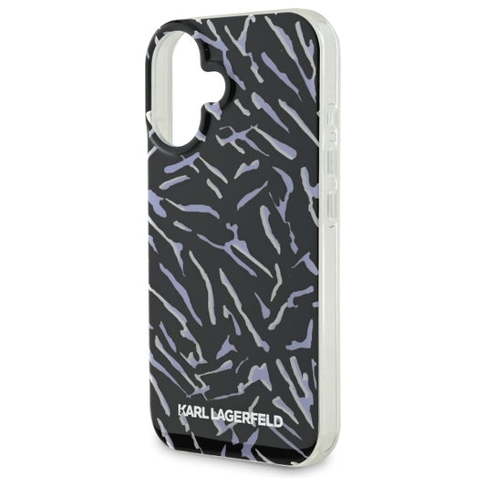 Husa pentru Apple iPhone 16, Karl Lagerfeld, Zebra with Cord Strap, Mov