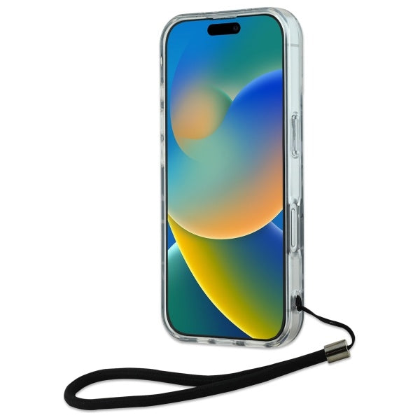 Husa pentru Apple iPhone 16, Karl Lagerfeld, Zebra with Cord Strap, Mov