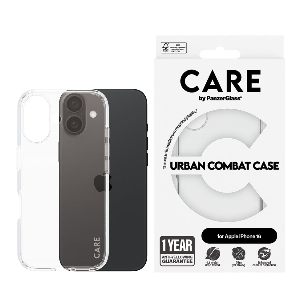 Husa pentru Apple iPhone 16, PanzerGlass, Care Urban Combat, Transparenta