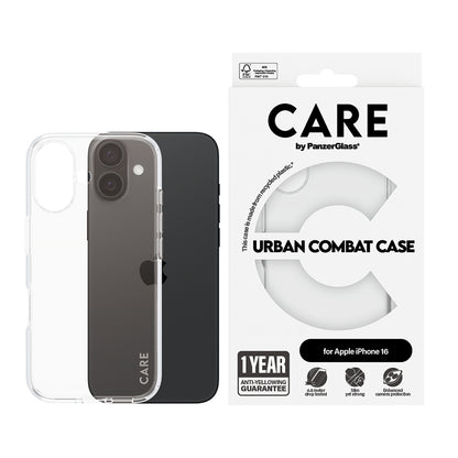 Husa pentru Apple iPhone 16, PanzerGlass, Care Urban Combat, Transparenta
