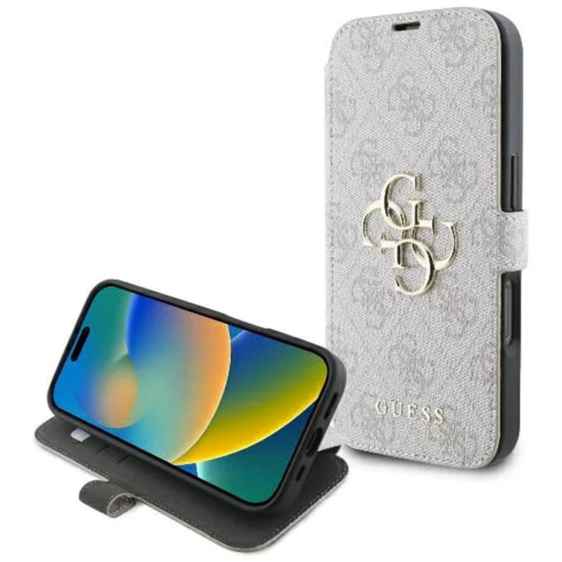 Husa pentru Apple iPhone 16 Plus, Guess, 4G Book, Roz