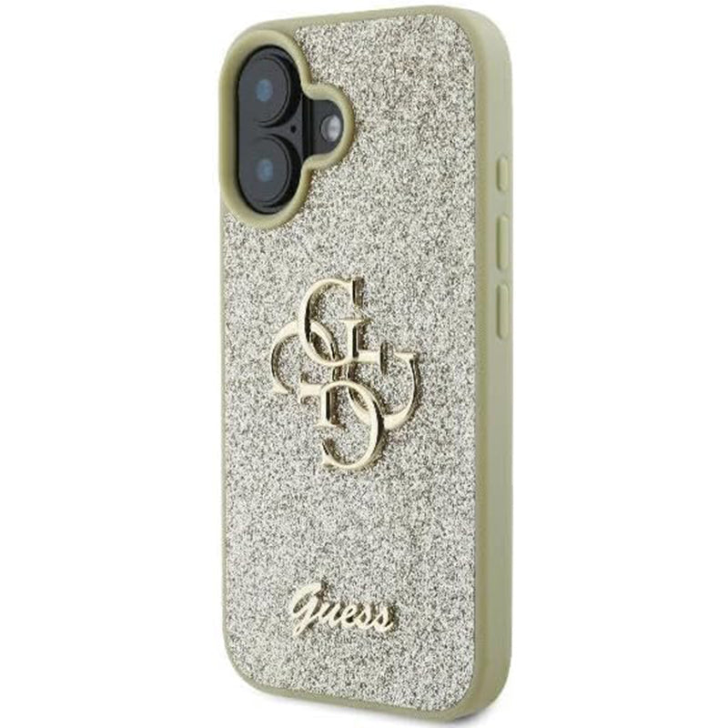 Husa pentru Apple iPhone 16 Plus, Guess, Fixed Glitter Big 4G, Aurie