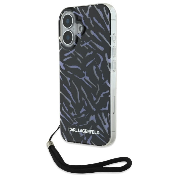 Husa pentru Apple iPhone 16 Plus, Karl Lagerfeld, Zebra with Cord Strap, Mov
