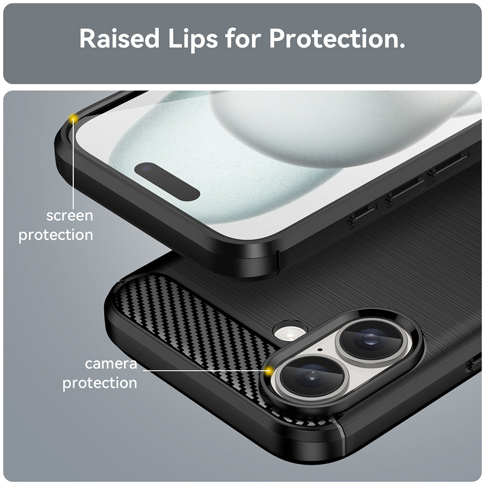 Husa pentru Apple iPhone 16 Plus, Techsuit, Carbon, Neagra