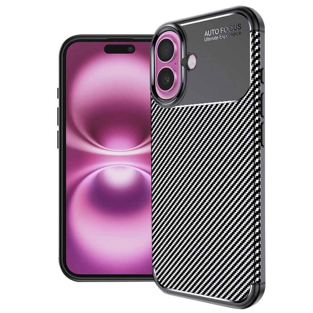 Husa pentru Apple iPhone 16 Plus, Techsuit, CarbonFiber, Neagra