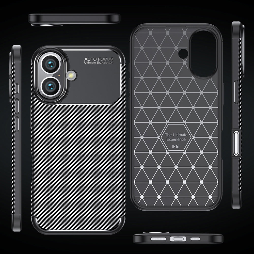 Husa pentru Apple iPhone 16 Plus, Techsuit, CarbonFiber, Neagra