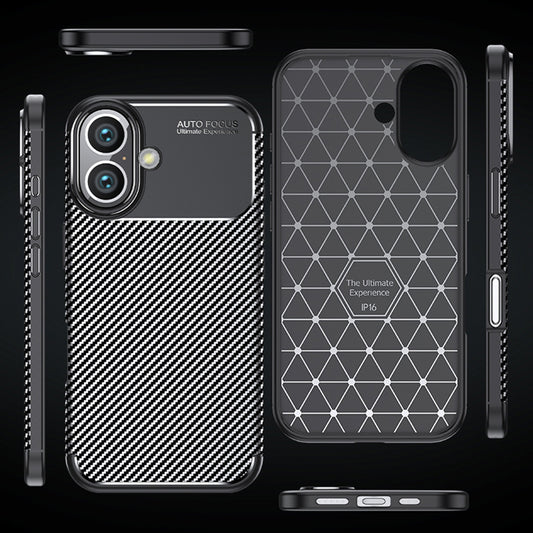 Husa pentru Apple iPhone 16 Plus, Techsuit, CarbonFiber, Neagra