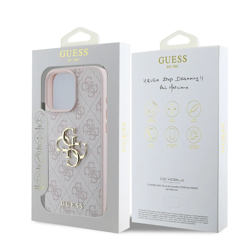 Husa pentru Apple iPhone 16 Pro, Guess, 4G Big Logo, Roz
