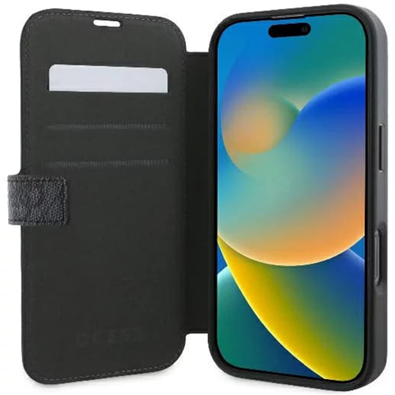 Husa pentru Apple iPhone 16 Pro, Guess, 4G Book, Neagra