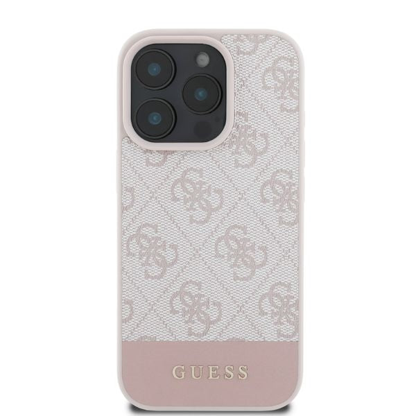 Husa pentru Apple iPhone 16 Pro, Guess, 4G Bottom Stripe, Roz