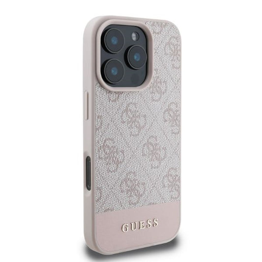 Husa pentru Apple iPhone 16 Pro, Guess, 4G Bottom Stripe, Roz